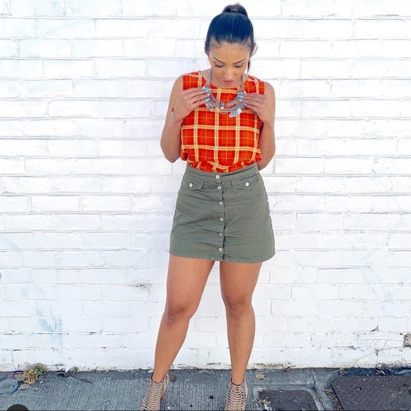 Utility Tops - vintage bright squared orange top
